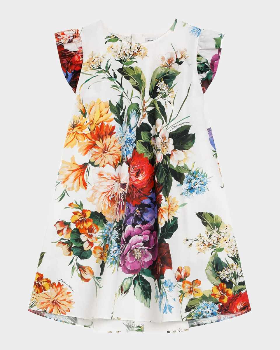 Girl's Multicolor Floral-Print A-Line Dress, Size 4-